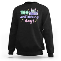 Black sweatshirt with "aMEOWzing days" cat reading book graphic