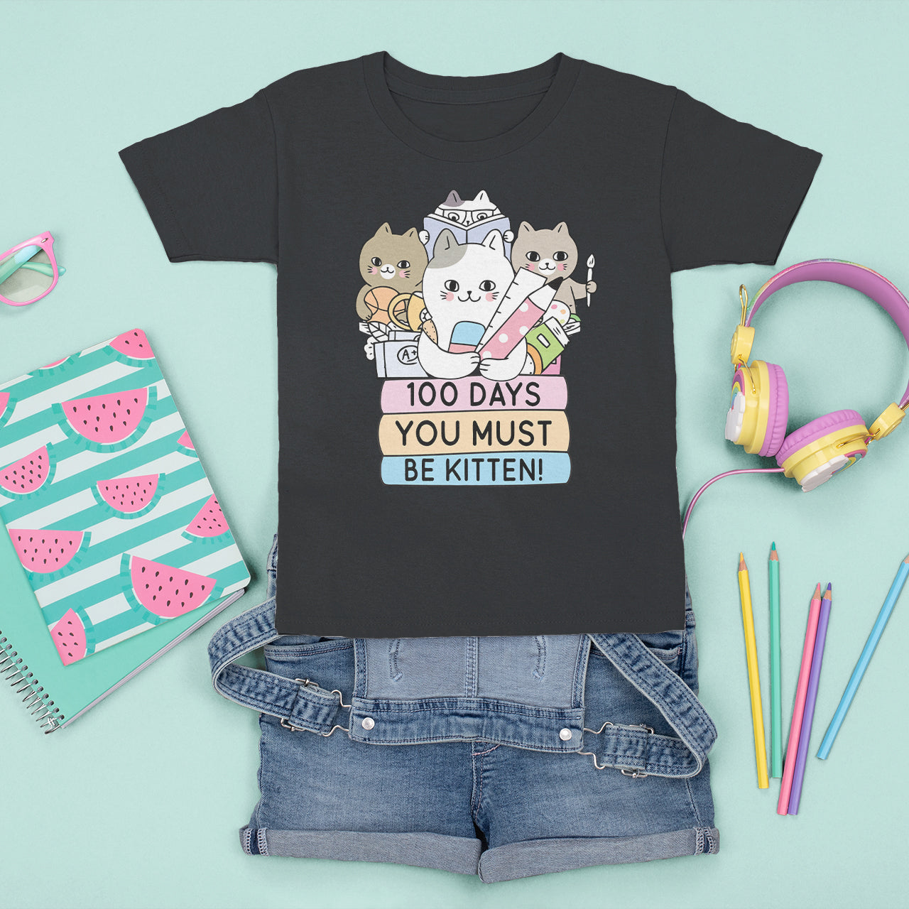 100th Day Of School T Shirt For Kid 100 Days You Must Be Kitten Cute Cat - Wonder Print Shop