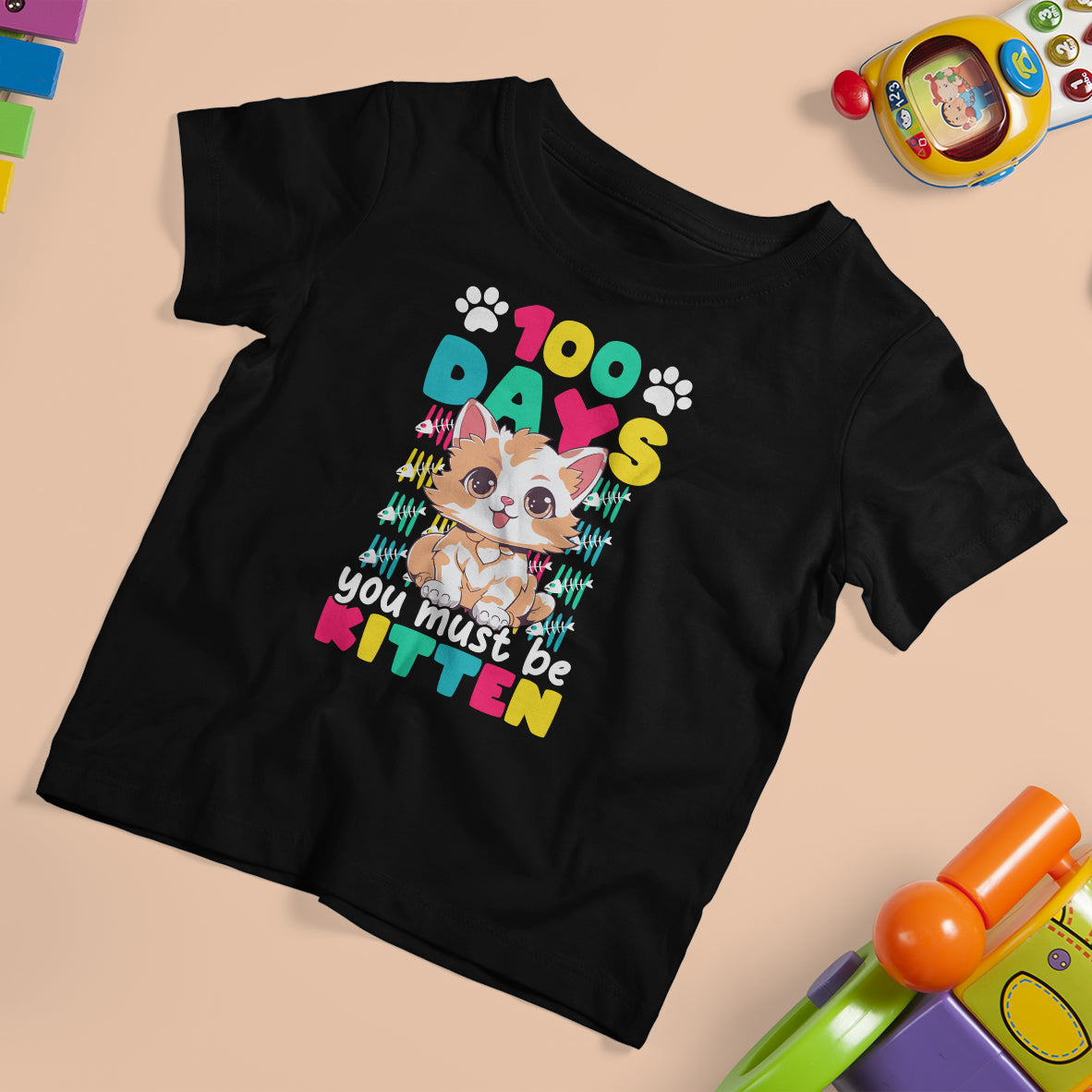 100th Day Of School T Shirt For Kid 100 Days You Must Be Kitten Cute Cat - Wonder Print Shop