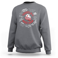 Charcoal gray nurse sweatshirt with colorful brain graphic and text on the back