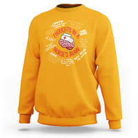 Gold nurse sweatshirt with colorful brain graphic and text on the back