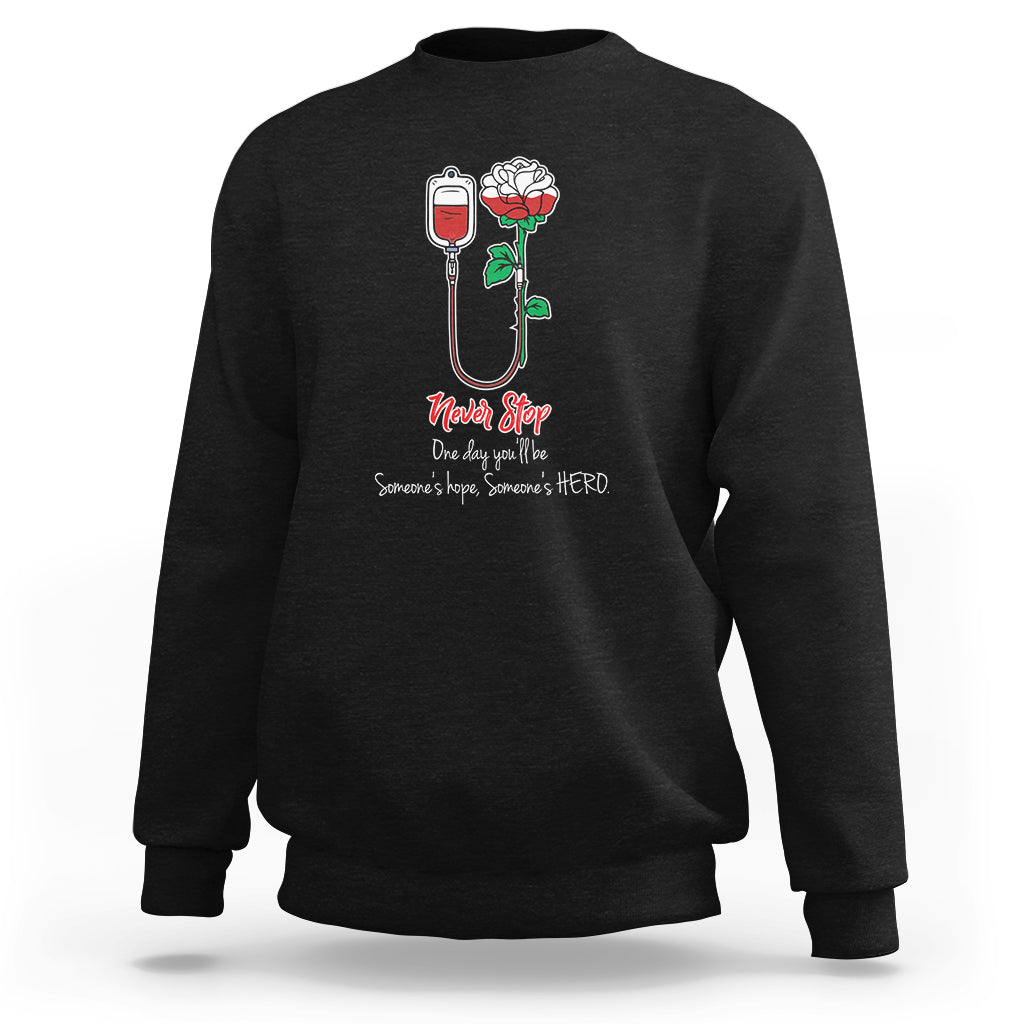 Black nurse sweatshirt with front floral hope graphic and red text