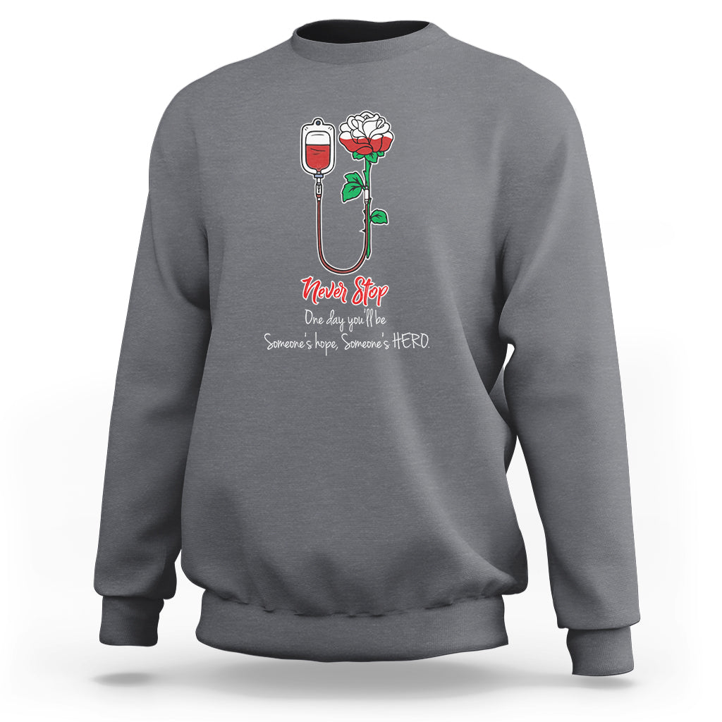 Charcoal nurse sweatshirt with front floral hope graphic and red text