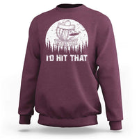 Maroon crewneck sweatshirt with large white graphic print on the chest