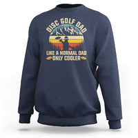 Navy men's disc golf dad sweatshirt with retro graphic text