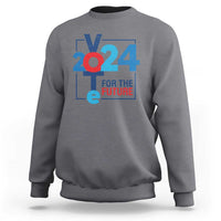 Charcoal gray sweatshirt with “2024 for the future” graphic on front