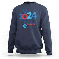 Navy sweatshirt with “2024 for the future” graphic on front