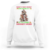 White crewneck sweatshirt with front squirrel Christmas graphic