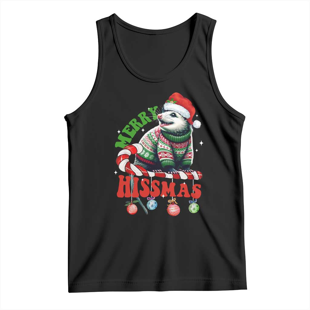 Funny Christmas Opossum Tank Top Merry Hissmass