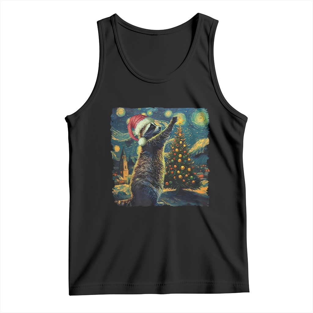 Christmas Starry Night Raccoon Tank Top