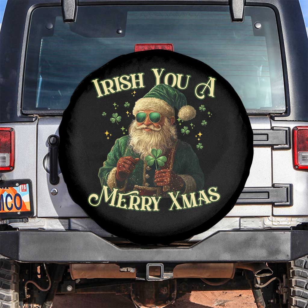 Irish You A Merry Xmas Spare Tire Cover Shamrock Santa Ireland Lucky