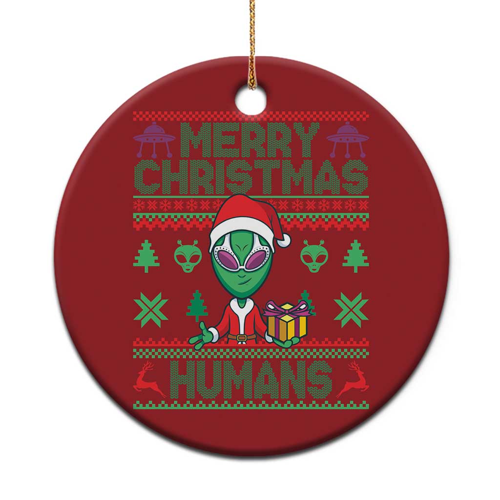 Funny Xmas Alien Santa Christmas Ornament Merry Christmas Humans UFO Outer Space - Wonder Print Shop