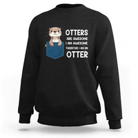 Black crewneck sweatshirt with otter graphic and slogan front print