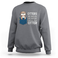 Charcoal gray crewneck sweatshirt with otter graphic and slogan front print