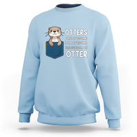 Light blue crewneck sweatshirt with otter graphic and slogan front print