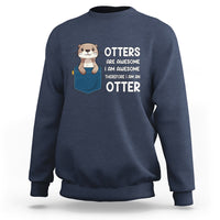 Navy crewneck sweatshirt with otter graphic and slogan front print