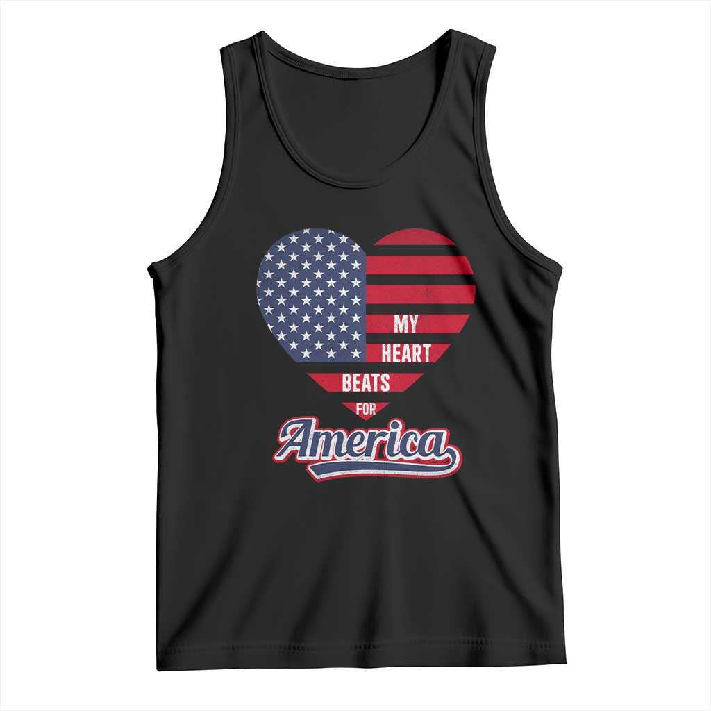 Patriotic Tank Top My Heart Beats For America Valentine's Day