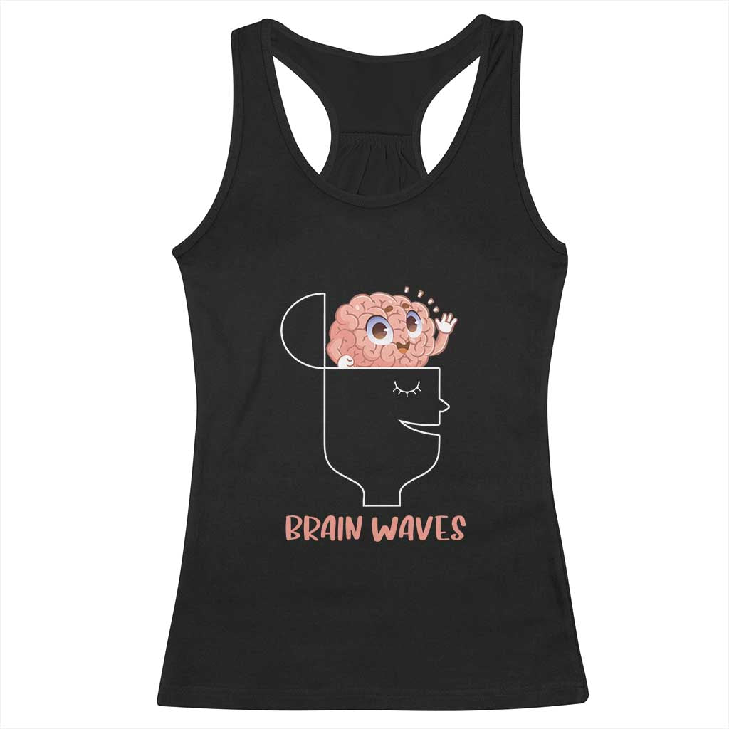 Funny Neuroscience Brain Waves Racerback Tank Top