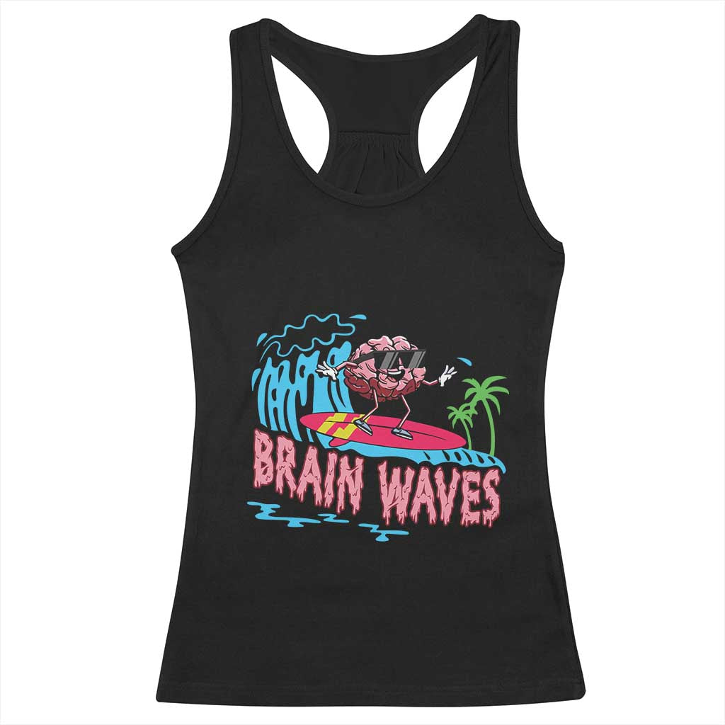 Funny Brain Waves Neuroscience Racerback Tank Top