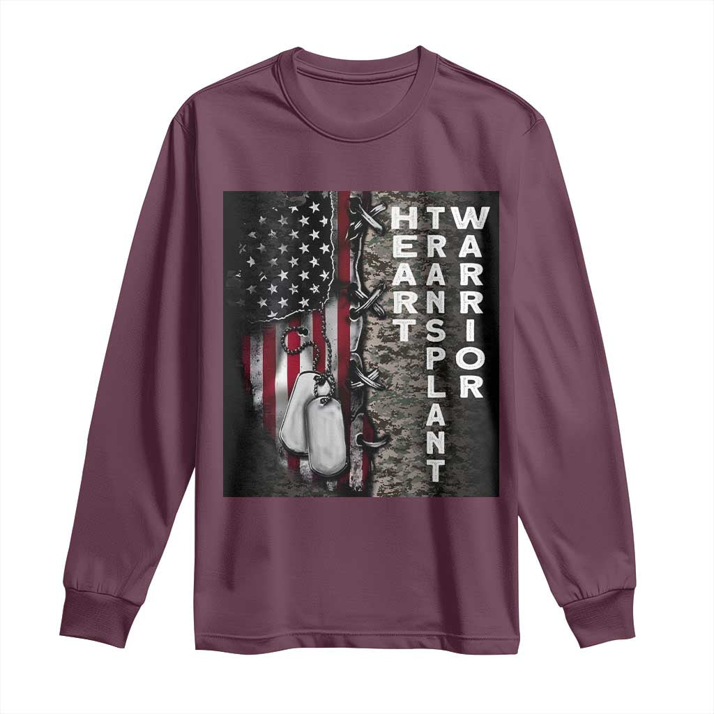 Heart Transplant Warrior Long Sleeve Shirt Surgery Survivor American Flag