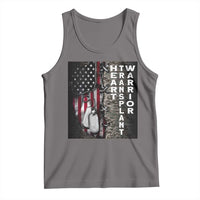 Dark gray tank top with American flag and warrior heart graphic print