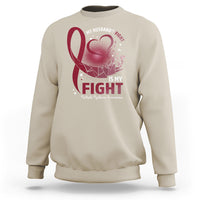 Sand beige awareness sweatshirt with red ribbon and heart “fight” graphic on front