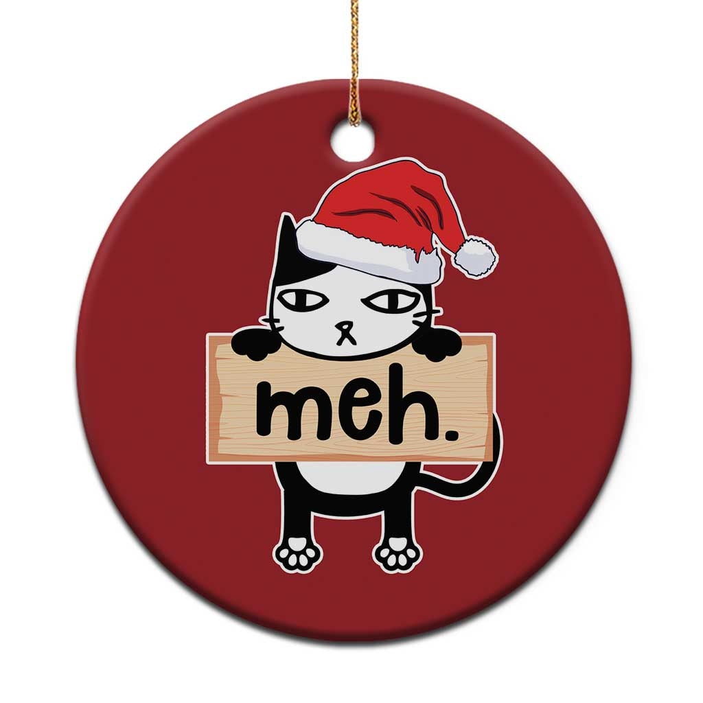 Meh Black Cat Sarcastic Funny Xmas Christmas Ornament - Wonder Print Shop