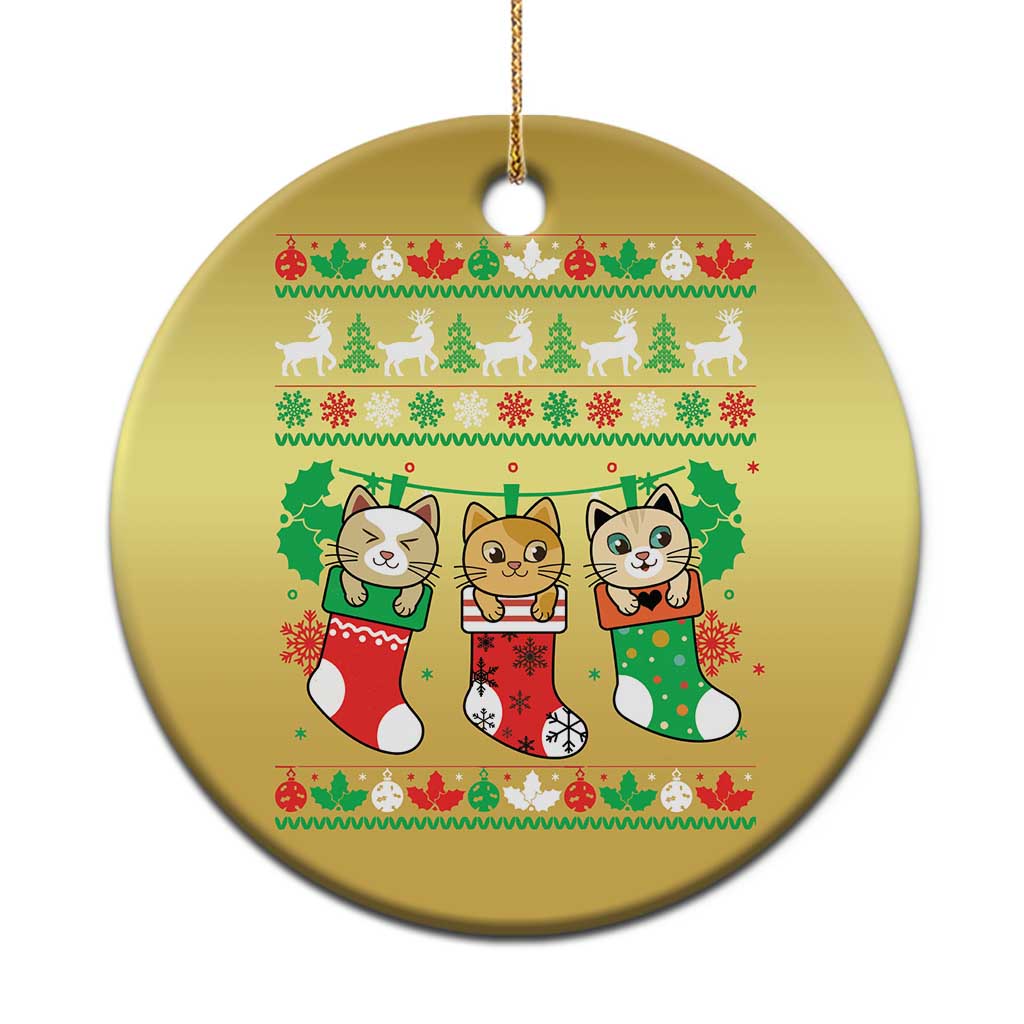 Christmas Cute Cat In Sock Merry Catmas Christmas Ornament - Wonder Print Shop