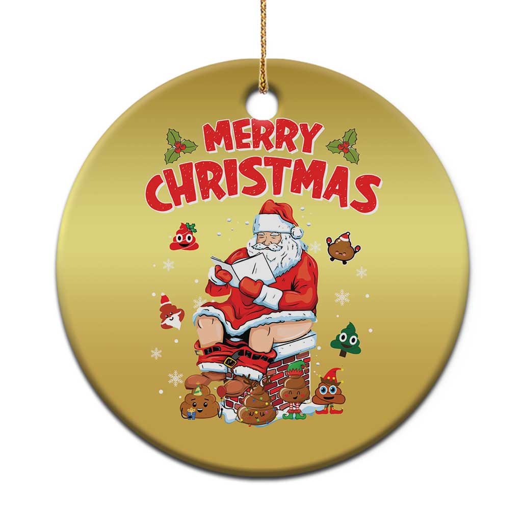 Funny Xmas Bad Santa Christmas Ornament Santa Pooping Down The Chimney - Wonder Print Shop