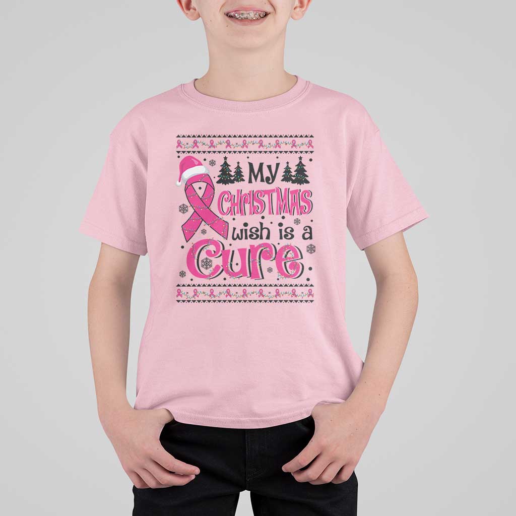 My Christmas Wish Is A Cure Breast Cancer T Shirt For Kid - Wonder Print Shop