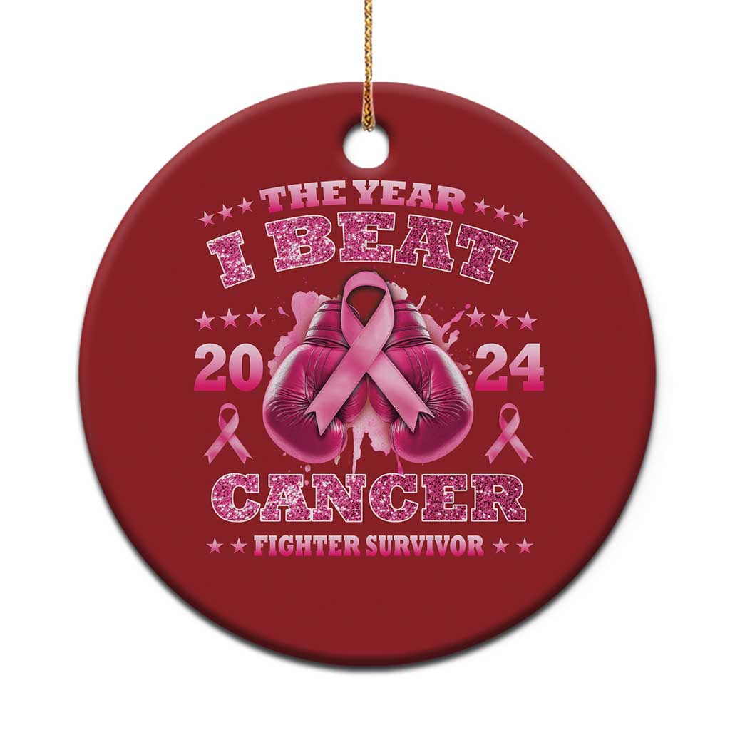 The Year I Beat Cancer Boxing Gloves Fighter Survivor Christmas Ornament - Wonder Print Shop