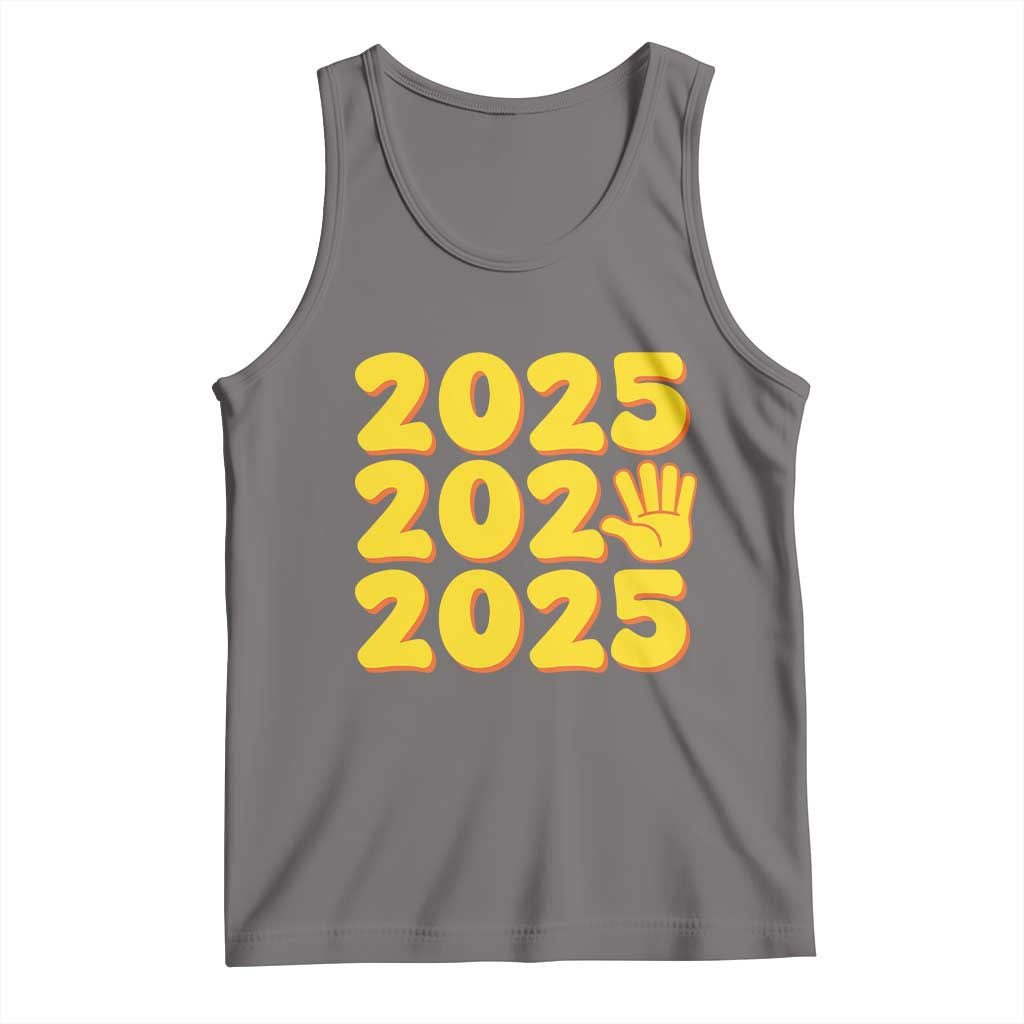 Dark gray tank top with stacked 2025 graphic and waving paw icon