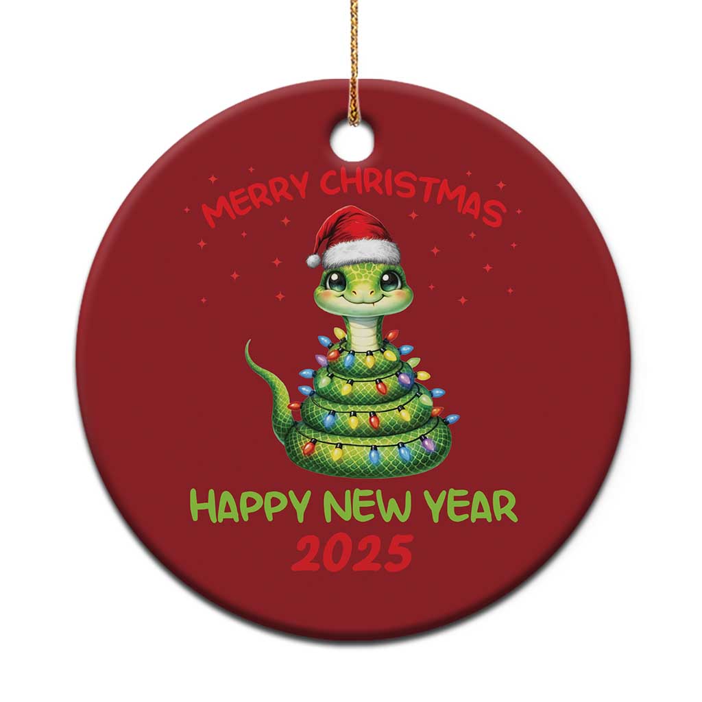 Year Of The Snake 2025 Christmas Ornament Merry Xmas And Happy New Year Cute Snake - Wonder Print Shop