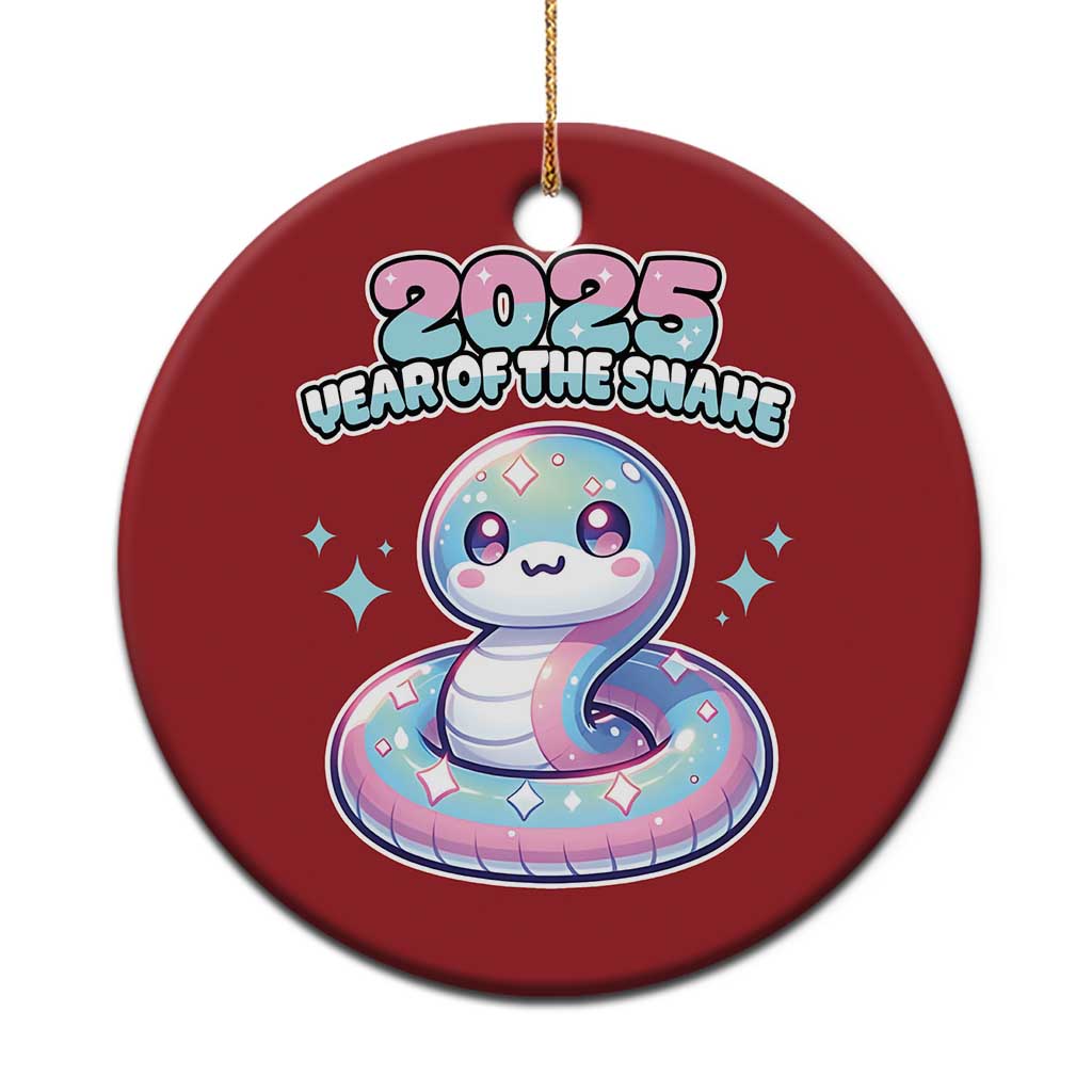 Year Of The Snake 2025 Christmas Ornament Cute Snake Happy New Year - Wonder Print Shop