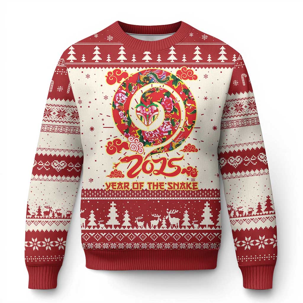 Lunar New Year 2025 Ugly Christmas Sweater Year Of The Snake China Traditional - Wonder Print Shop