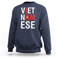 Navy Vietnam pride crewneck sweatshirt with "VIET NAM ELSE" graphic and star flag.