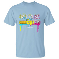Light blue dad to be T-shirt with colorful 'Loading...' graphic and 2025 print