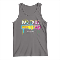 Gray tank top with 'Dad to be 2025' loading graphic and yellow footprint