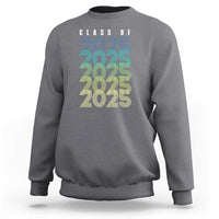 Charcoal graduation sweatshirt with Class of 2025 stacked text graphic on back