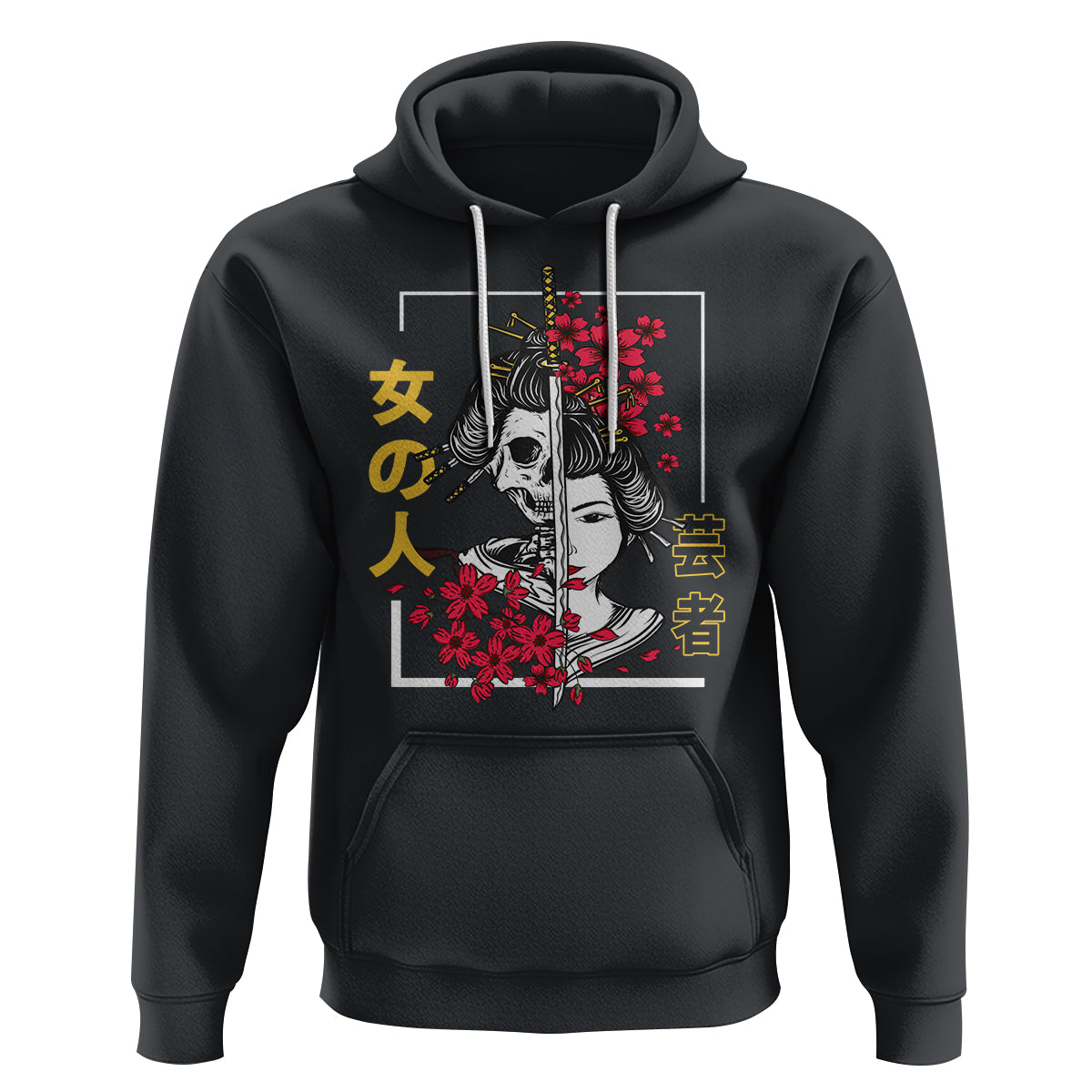 Japanese Samurai Hoodie Floral Warrior Geisha Woman Tokyo Anime - Wonder Print Shop