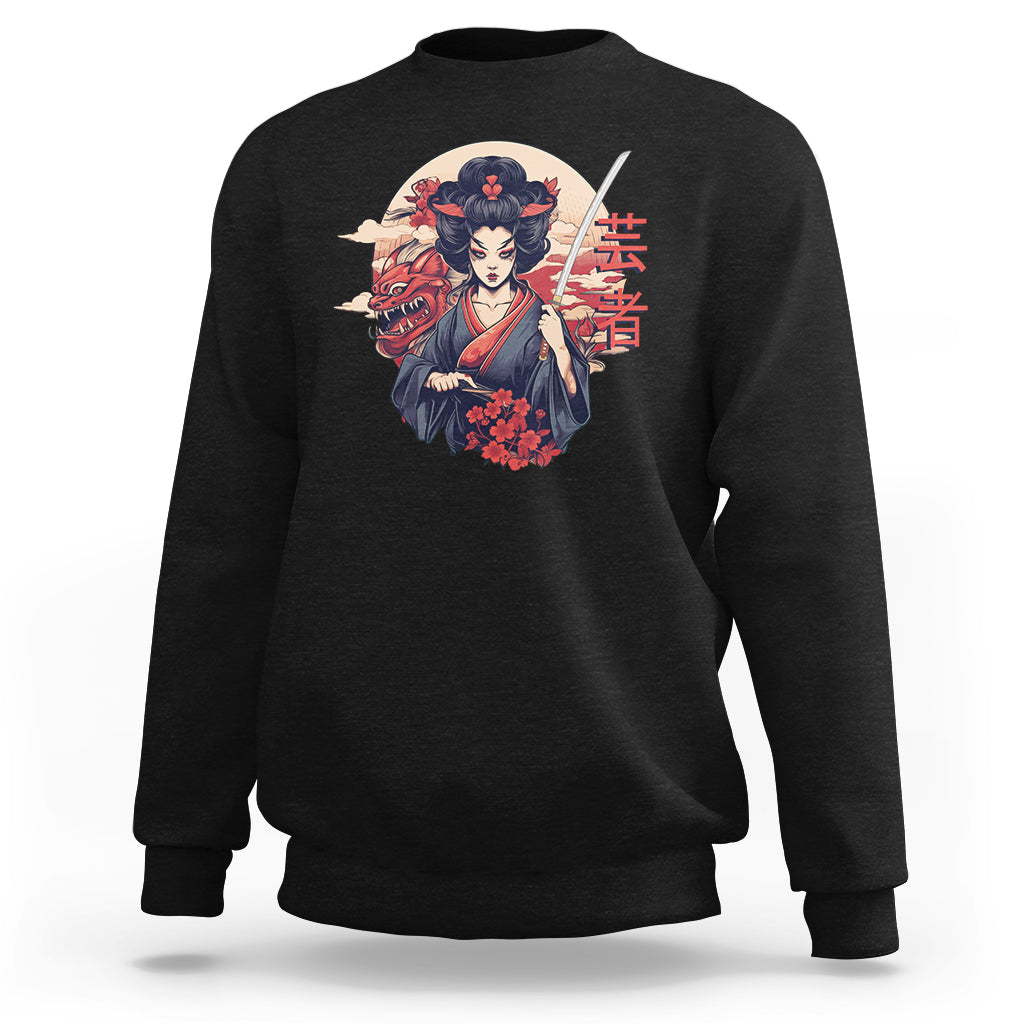 Black crewneck sweatshirt with warrior anime graphic on front