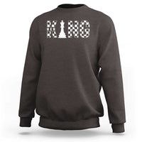 Charcoal crewneck sweatshirt with chess 'HER' graphic and King text