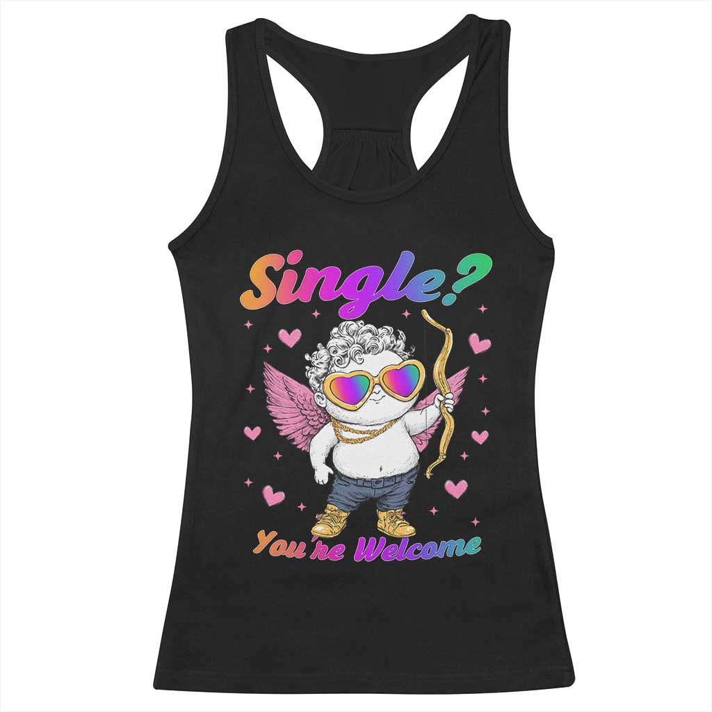 Funny Single You're Welcome Racerback Tank Top Rainbow LGBT Cupid