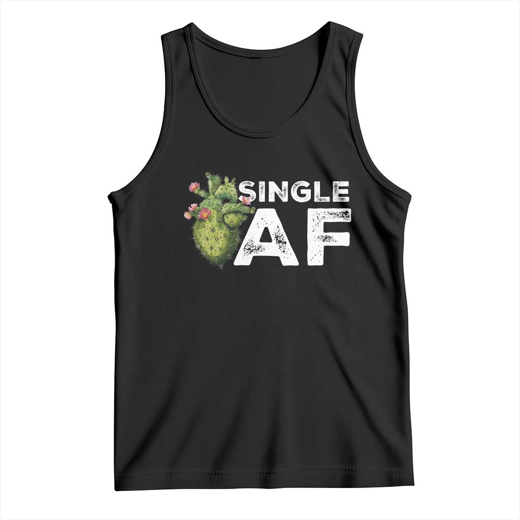 Funny Anti Valentine Tank Top Single AF Heart Cactus