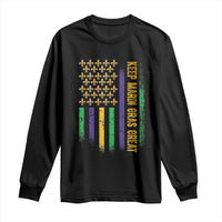 Keep Mardi Gras Great Long Sleeve Shirt American Flag Fleur De Lis