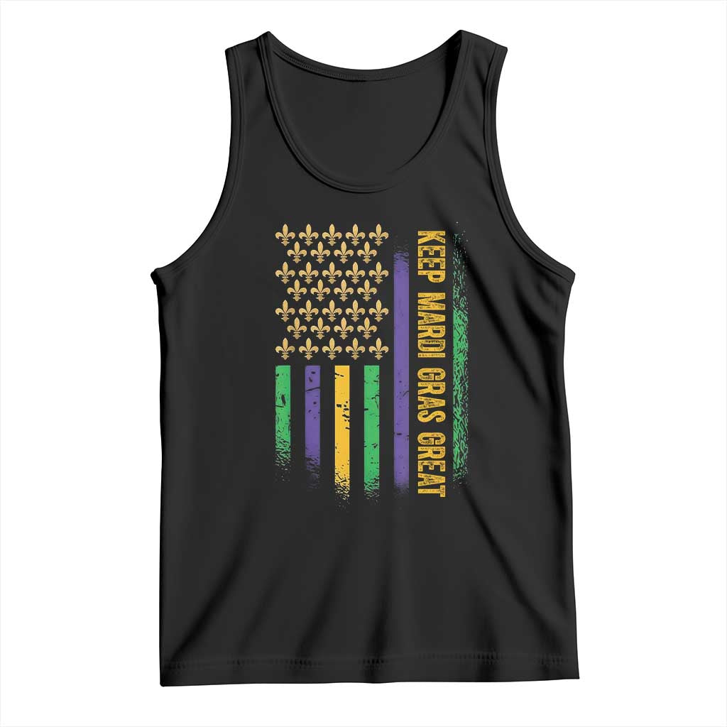 Keep Mardi Gras Great Tank Top American Flag Fleur De Lis