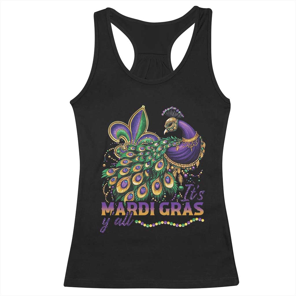 Mardi Gras Racerback Tank Top Its Mardi Gras Y'all Peacock Costume