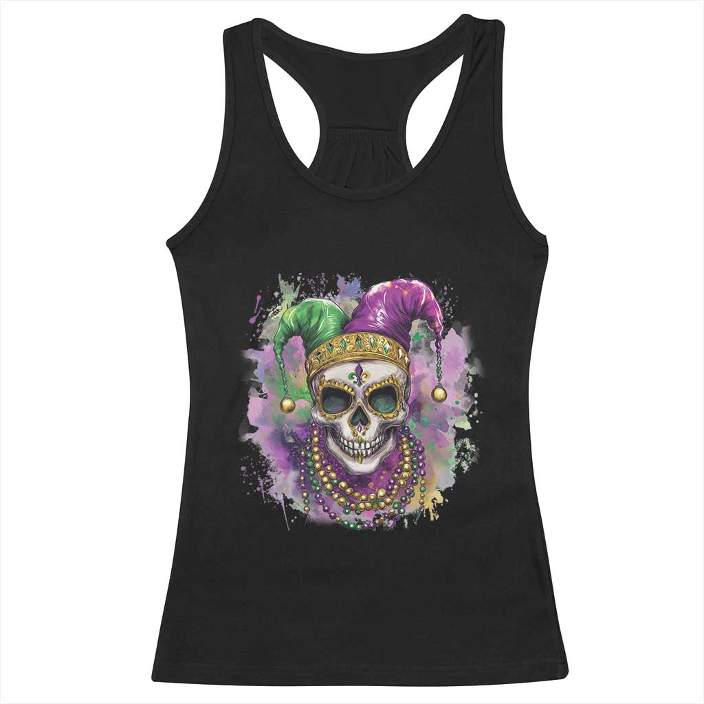 Skeleton Jester Louisiana Mardi Gras Racerback Tank Top