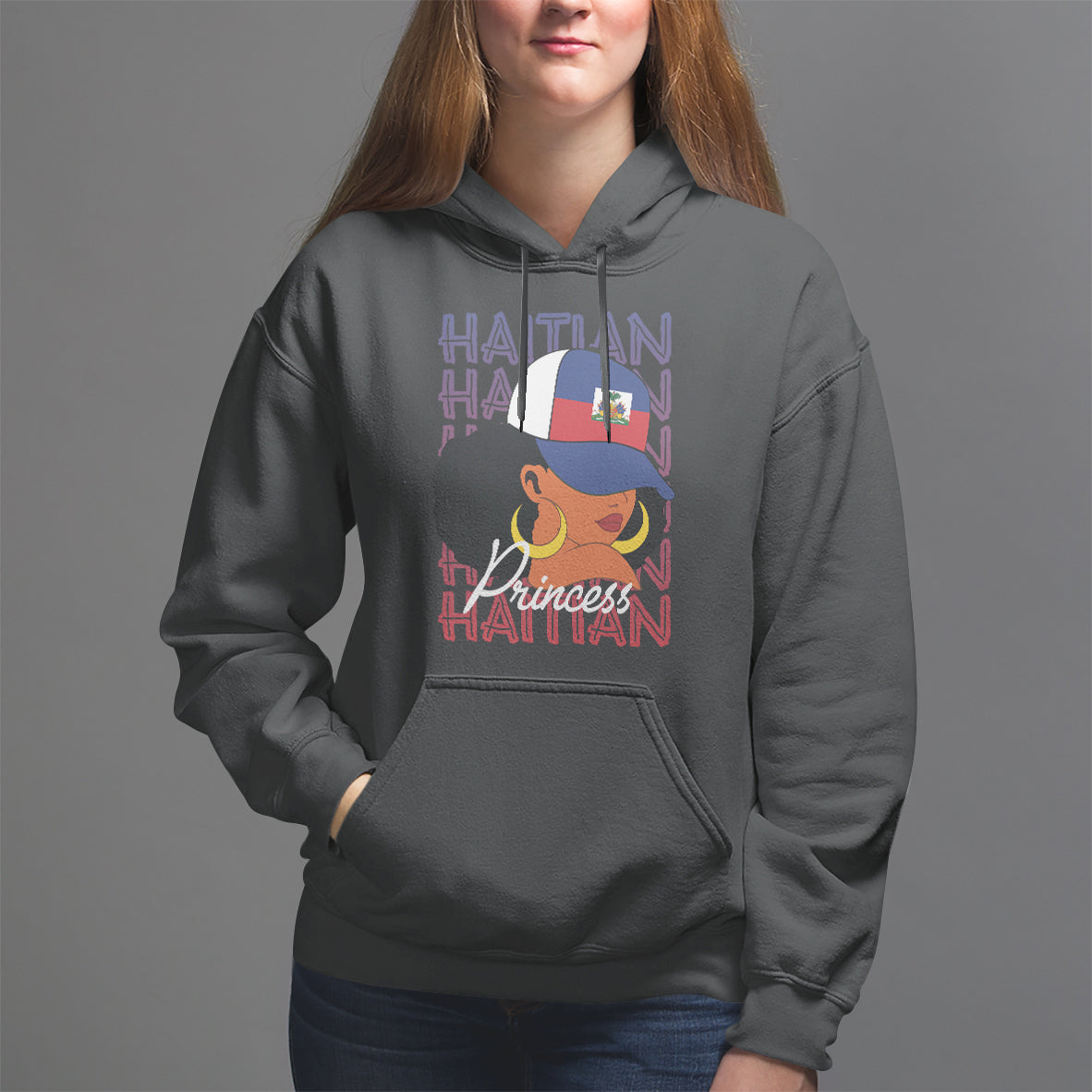 Haitian Princess Hoodie Proud Ayiti Woman Girl Haiti - Wonder Print Shop