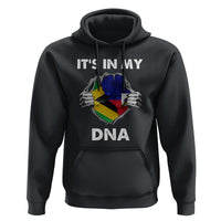 Black hoodie with front graphic print, kangaroo pocket, and drawstring hood.